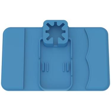 Imagem de ZJMCAJY Bandeja de silicone versátil para sofá, apoio de braço, mesa com bolso lateral, braço de sofá, suporte de lanche para controle remoto e lanche (azul marinho)