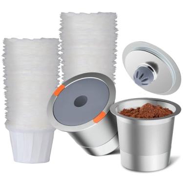 Imagem de Filtros de café reutilizáveis em aço inoxidável, recarregáveis, para cafeteiras K 2.0 e 1.0 (2 pacotes + 100 unidades)