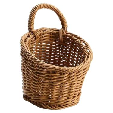 Imagem de WeiLaiKeQi Cesta de frutas suspensa, feita à mão, com alça, organizador multifuncional para revistas, frutas, alho, restaurante e artesanato, S