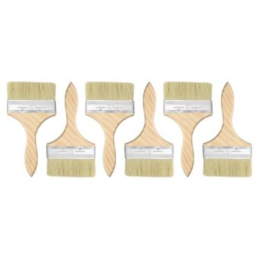 Imagem de HARFINGTON 6 pincéis de pintura de cerdas planas de 12,7 cm de espessura dupla com cabo de madeira para pintura de arte faça você mesmo, móveis, gabinete, cercas, deck, parede, porta, guarnição