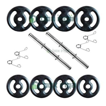 Imagem de Kit com Barras de Halteres e Anilhas de Ferro Fundido - 20 Kg - BOX IN