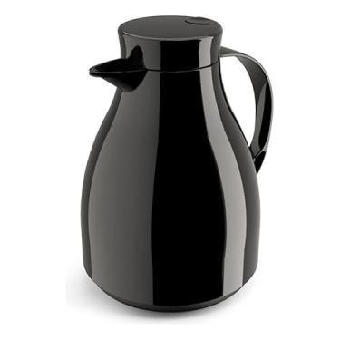 Imagem de Garrafa térmica com botão de pressão de 500 ml para chá e café, adequada para uso diário (Preto)