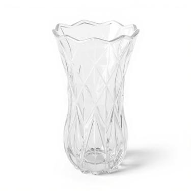 Imagem de Vaso de Vidro 23cm Grande Decorativo Transparente Elegante Resistente para Sala e Arranjos de Flores