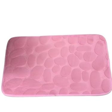 Imagem de Tapete de banheiro decoração em relevo de paralelepípedos tapetes antiderrapantes em lavatório banheira, tapete de chão(ROSA)