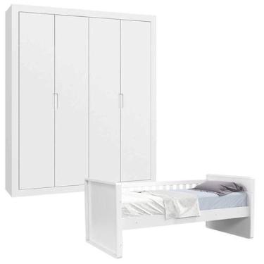 Imagem de Cama Babá e Guarda Roupa Infantil Tutto New Branco Acetinado - Matic -