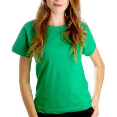 Imagem de Camiseta Feminina Baby Look Algodão Lisa Atacado Blusa - Vesttuario, V