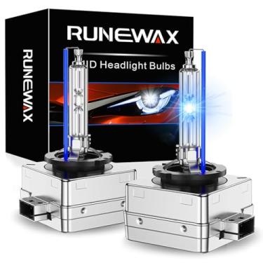Imagem de RUNEWAX Lâmpadas de Xenon D3S para Porsche Macan Cayenne 911 718 Boxster Cayman Frontal HID Faróis, 35W 8000K Azul Branco Alto Desempenho Substituição OEM D3SC1 4300K Luzes, Pacote com 2