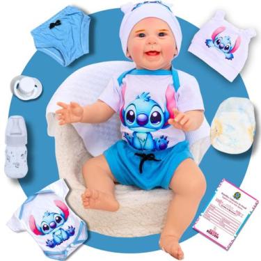 Imagem de Bebê Reborn Boneco Menino Realista Stitch Original Articulado Corpo de