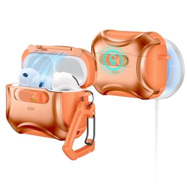 Imagem de ESR Capa para AirPods Pro 3 (2025), compatível com Airpods Pro 3ª geração (cabo USB-C), MagSafe sem esforço, trava à prova de quedas, abertura fácil, série Cyber, laranja