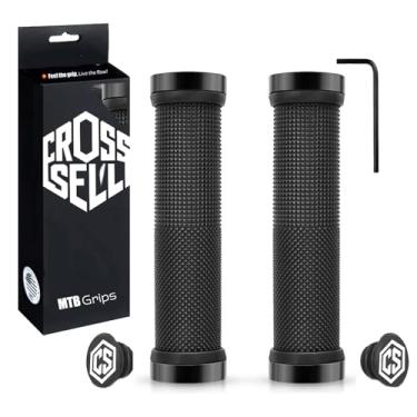 Imagem de CROSSSELL Punhos de guidão de bicicleta com trava dupla – Pegas de bicicleta de borracha antiderrapante premium para MTB, Mountain Bike, Downhill e BMX – Design de duas cores, punhos ergonômicos de