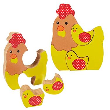 Imagem de Quebra Cabeça Infantil Madeira Pedagógico De Animais Galinha Brinquedo Educativo Didático Fazendinha - Maninho Brinquedos