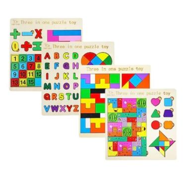 Imagem de Brinquedo Educativo Infantil Montessori de Madeira – Encaixe de Formas e Cores – Puzzle Didático para Desenvolvimento Cognitivo, Coordenação e Aprendizado - TDAH - TETRIS (Tetris + Jogo da Velha)