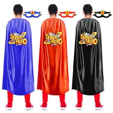 Imagem de iROLEWIN Superhero Capes and Masks for Adults Super Hero Costumes for Women Men Halloween Dress Up Party Favors -3 Pack (Blue Red Black)
