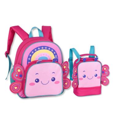 Imagem de Mochila e Lancheira Escolar Infantil Meninas Borboleta e Abelha-Feminino