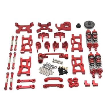 Imagem de MYHWDRNU Peças de carro RC compatíveis com Wltoys 144001 144010 124017 124019 para RIaarIo XDKJ-001 XDKJ-006 Rc Car Upgrade Parts Link Rod Shock Absorber Kit (vermelho)