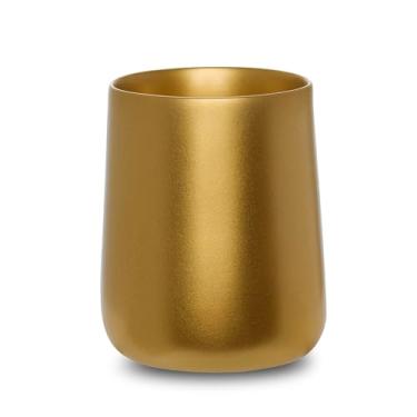 Imagem de Yew Design Suporte dourado para escova de dentes e pasta de dente e copo para banheiro e bancada, organizador redondo para escovas de dentes elétricas, fio dental, lâminas, algodão e enxaguante bucal