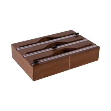 Imagem de Dispensador De Filme De Cozinha Em Bambu Com Cortador De Papel Alumíni