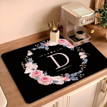 Imagem de 1 peça 19.8x29.0 cm tapete de secagem para máquina de café, almofada absorvente de impressão de letras para copos, pratos, canecas, bandeja coletora e bancadas de cozinha (2030-D)