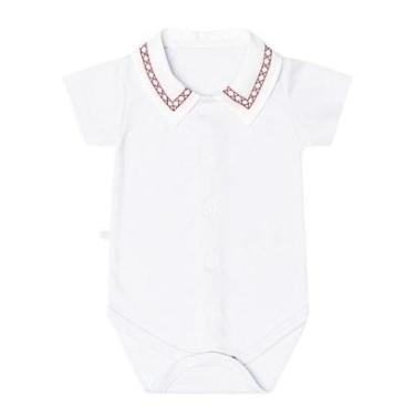 Imagem de Body Bebê Menino Gola Polo Branco Detalhe Vermelho Fofinho-Masculino