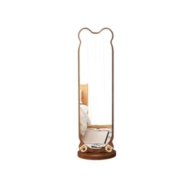 Imagem de KEG801302 Espelho de madeira de comprimento total para quarto de casa quarto giratório com decoração de cabideiro