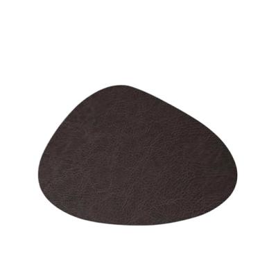 Imagem de Jogo americano irregular resistente ao calor, prato de copo, tapete de couro, limpável, lavável, tapete de mesa de chá (preto)