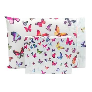 Imagem de Jogo De Lençol Percal 180 Fios Algodão (BORBOLETA,CASAL)