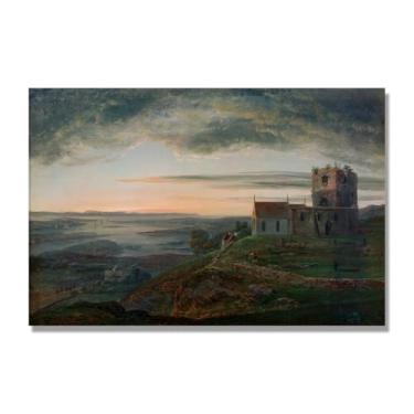 Imagem de J.C. Dahl Reprodução de arte famosa, arte em tela de paisagem romântica nórdica, decoração de parede elegante para sala de estar e escritório. (As ruínas da igreja). 50 x 75 cm - 19,7 x 29,6 pol