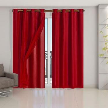 Imagem de Cortina Blackout PVC com Tecido Voil 2,80 m x 2,30 m Vermelho - EDDI C