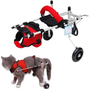 Imagem de Cadeira de rodas ajustável de gato para pernas traseiras - Design leve de 2 rodas com arnês removível para gatos com deficiência, ideal para treinamento de reabilitação e mobilidade