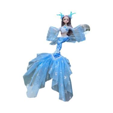 Imagem de Boneca Sereia De 45cm Com Olhos Azuis, Vestido De Princesa, Brinquedo 