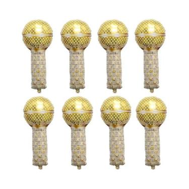 Imagem de Balões De Microfone Dourados - Conjunto De 8 Peças Para Decoração De F