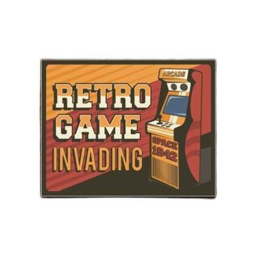 Imagem de Kit 5 Placas Decorativa Gamer - Retro Gaming Invading