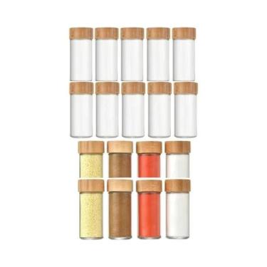 Imagem de Pote De Vidro Quadrado De 40oz Para Temperos Com Tampa De Madeira De A