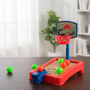 Imagem de Mini Jogo de Basquete Arena Basket League, Vermelho e Azul, Plástico ABS, 16,5x16x12,5 cm, 6 Bolas Coloridas, 63g, Portátil