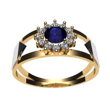 Imagem de Anel de formatura Adm com ênfase em Comércio Exterior   ouro 18k com safira  e diamantes