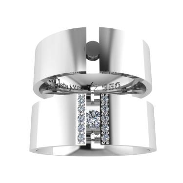 Imagem de Par de alianças prata namoro  com zirconia 950