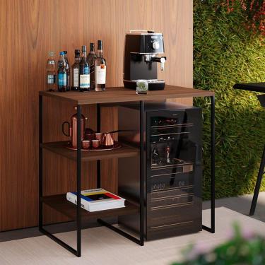 Imagem de Aparador Bar Buffet Adega Industrial Bourbon 80Cm - Preto/Carvalho - Preto