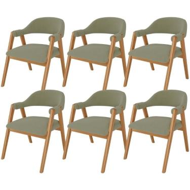 Imagem de Kit 06 Cadeiras De Jantar E Estar Living Estofada Nadja L02 Bouclê Oliva - Lyam Decor