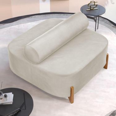 Imagem de Sofá Ilha Orgânico Living Closet Evo 125cm 02 Lugares Veludo Bege Claro - Desk Design Bege Claro