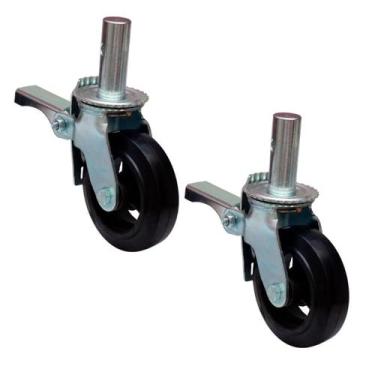 Imagem de Kit 2 Rodízio Roda Andaime 6x2 Pol Colson 450kg com freio e espiga Pre