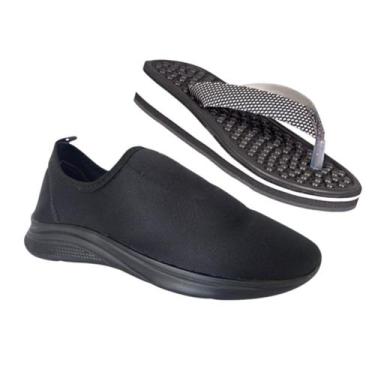 Imagem de Kit Tênis Feminino Calce Fácil Confortável + Chinelo Ortopédico Massag