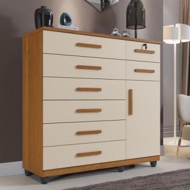 Imagem de Cômoda New Vitória 1 Porta 8 Gavetas Benetil, Cinamomo/Off