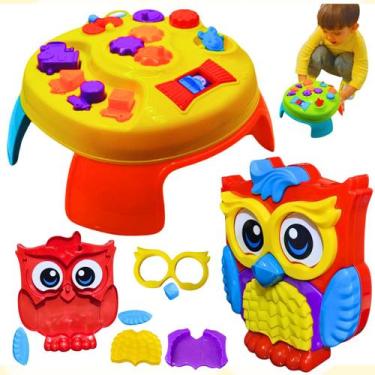 Imagem de Kit Brinquedo Bebe Mesinha Educativa E Coruja Peças Encaixe Didático e