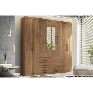 Imagem de Guarda Roupa Casal 8 Portas E 6 Gavetas C/ Espelho Liverpool Jatoba - Santos Andirá