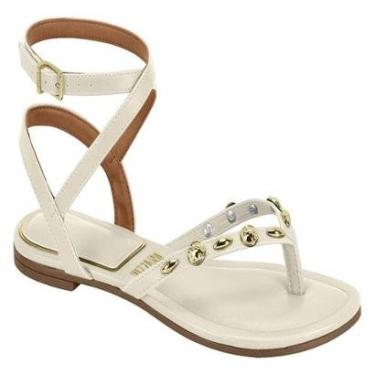 Imagem de Sandália Rasteira Vizzano Feminina Pedrarias Douradas Fecho  Fivela-Feminino