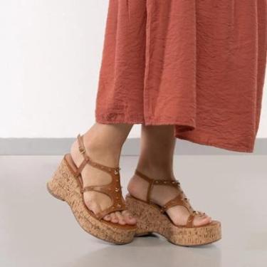 Imagem de Sandália OSC Anabela Tachas Feminina-Feminino