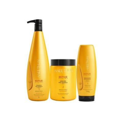 Imagem de Kit Pós-Química Repair System Completo  Shampoo 1L + Máscara 1Kg + Fin