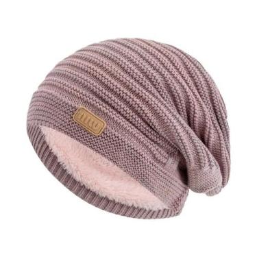 Imagem de Gorro De Inverno Unissex Com Listras E Forro De Pelúcia, Chapéu Tricot