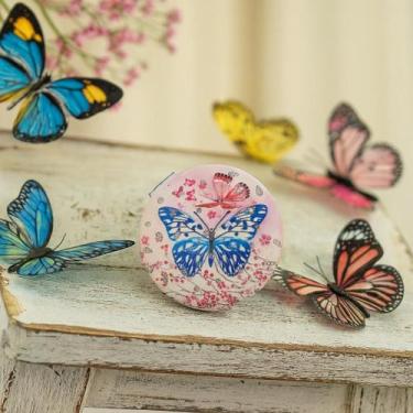 Imagem de ESPELHO DE BOLSA REDONDO 7CM Desenho Estojo de Maquiagem - Meraki, Bor