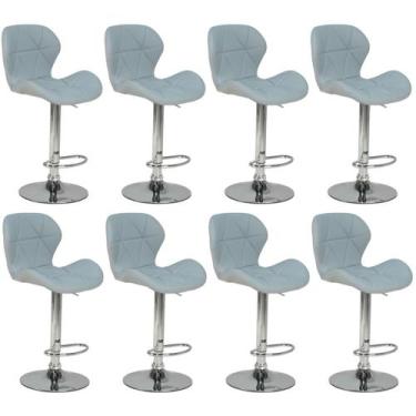 Imagem de Kit 08 Banquetas Slim Estofada Giratória com Regulagem de Altura - Cin